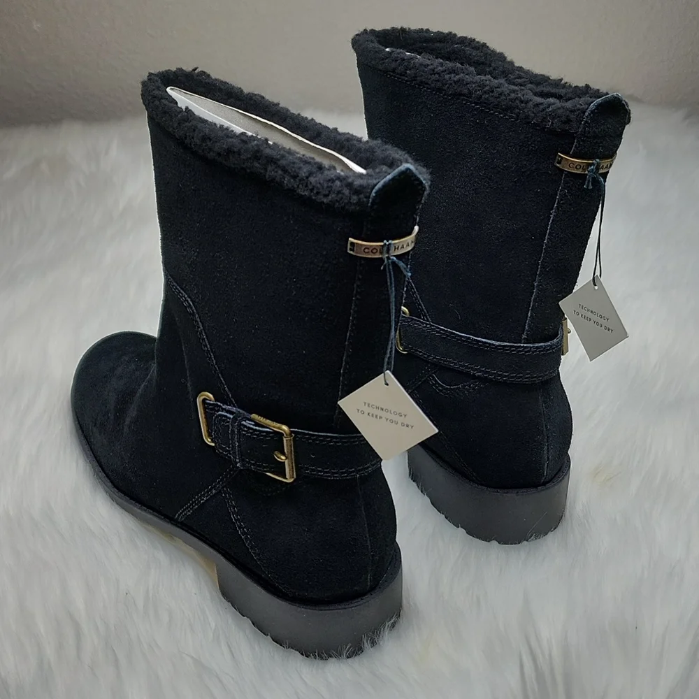 Cole Haan Quiana Waterproof Bootie Black Suede Boots